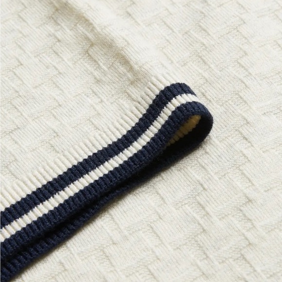 Ted Baker Mahani Textured T Knit Beige Zippered Short Sleeve Polo. Size XXL/6 - Picture 4 of 7